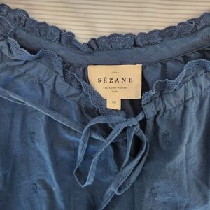 Sezane Embroidered Eyelet Babydoll Dress